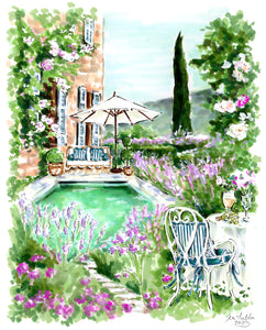 "Midsummer French Country Daydream" Original Artwork by Jen Lublin. Copyright ©JenLublinDesign