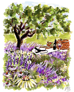 "Picnic in Provence" Original Artwork by Jen Lublin. Copyright ©JenLublinDesign