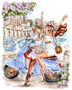 "Biciclettas of Italy" Original Artwork by Jen Lublin. Copyright ©JenLublinDesign