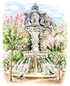 "Blooming Fountain" Original Artwork by Jen Lublin. Copyright ©JenLublinDesign