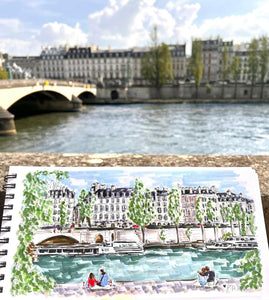 "In-SEINE-ly In Love" Original Artwork by Jen Lublin. Copyright ©JenLublinDesign