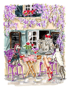 Whippets and Wisteria (Original Artwork)