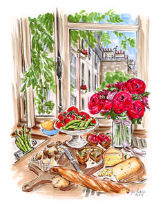 "My Parisian Kitchen" Original Artwork by Jen Lublin. Copyright ©JenLublinDesign