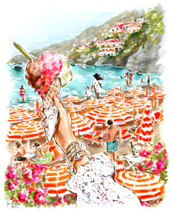 "Gelato in Positano" Original Artwork by Jen Lublin. Copyright ©JenLublinDesign