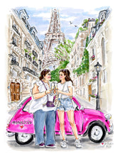 AMOUR DE PARIS ~ Custom Whimsical MINI Portrait (1-2 Figures)