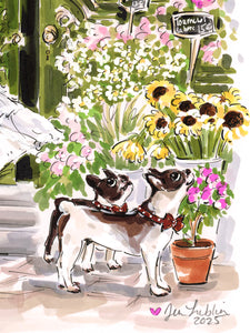 Frenchies and Fleurs (Original Artwork)