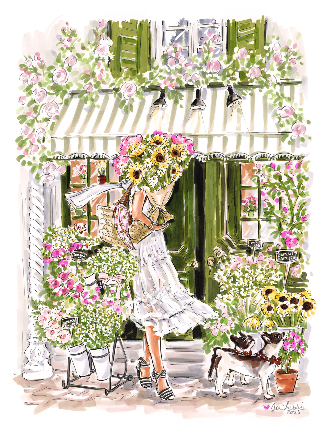 Frenchies and Fleurs (Original Artwork)