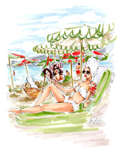 "Spritz in Saint-Tropez" Original Artwork by Jen Lublin. Copyright ©JenLublinDesign