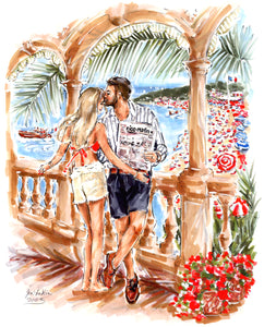 "Riviera Kiss - Part II" Original Artwork by Jen Lublin. Copyright ©JenLublinDesign