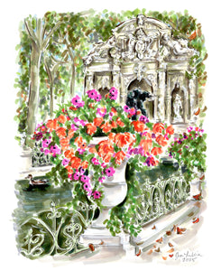 Luscious Fountain in Early Autumn (Original Artwork)