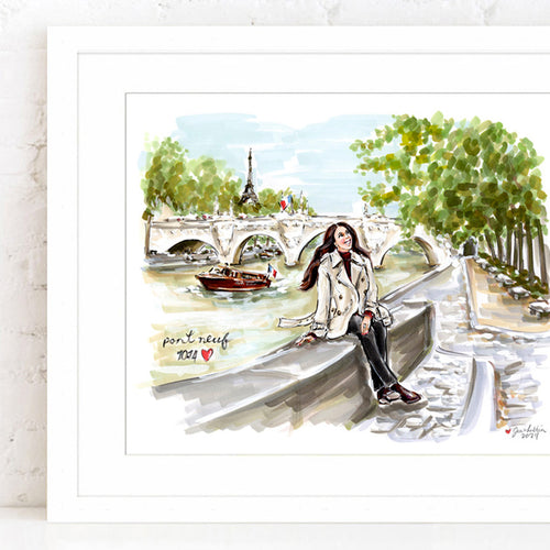 AMOUR DE PARIS ~ Custom Whimsical MINI 8X10 Portrait (1-2 Figures)