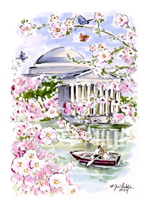 "CAPITAL OF CHERRY BLOSSOMS, NO. 5" Original Artwork by Jen Lublin. Copyright ©JenLublinDesign