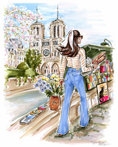 AMOUR DE PARIS ~ Custom Whimsical MINI Portrait (1-2 Figures)