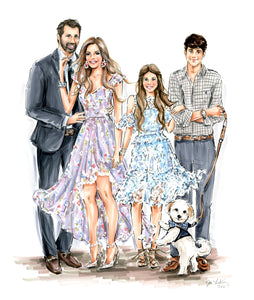 PREMIER Custom Group Illustration with Solid Background ~ 5+ Figures (Starting at $1,900 +)