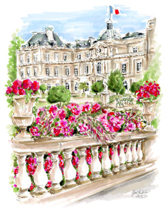 "A Walk Through Jardin du Luxembourg" Original Artwork by Jen Lublin. Copyright ©JenLublinDesign