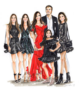 PREMIER Custom Group Illustration with Solid Background ~ 5+ Full Figures (Starting at $1,900 +)