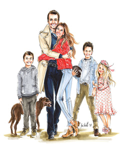 PREMIER Custom Group Illustration with Solid Background ~ 5+ Full Figures (Starting at $1,900 +)