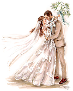 BASIC Custom WEDDING Illustration - Solid Background (Starting at $1,200+)