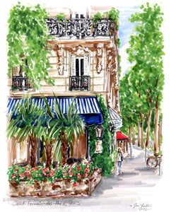 "Strolling in Saint-Germain" Original Artwork by Jen Lublin. Copyright ©JenLublinDesign