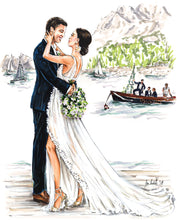 PREMIER Custom WEDDING Illustration - with Background (Starting at $1,800+)
